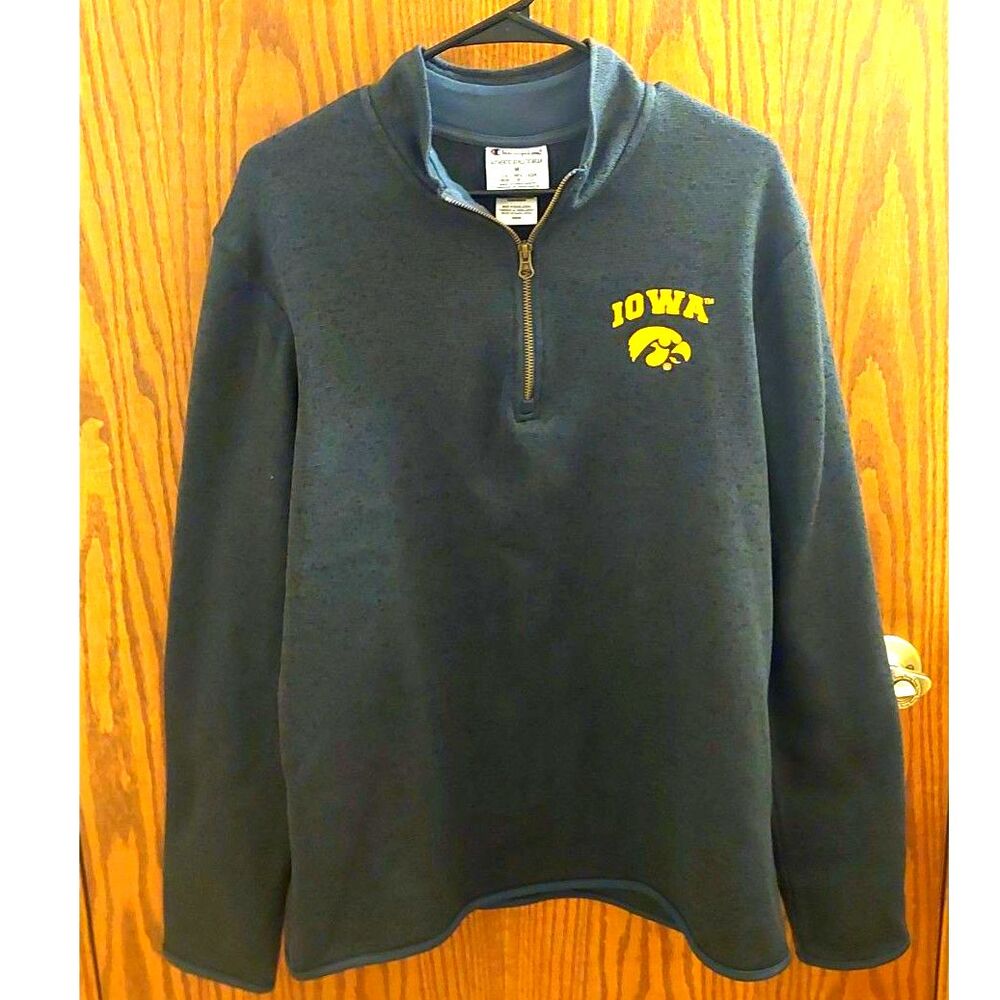 Champion Iowa Hawkeyes 1/4 Zip Fleece Pullover Mens M Charcoal Gray